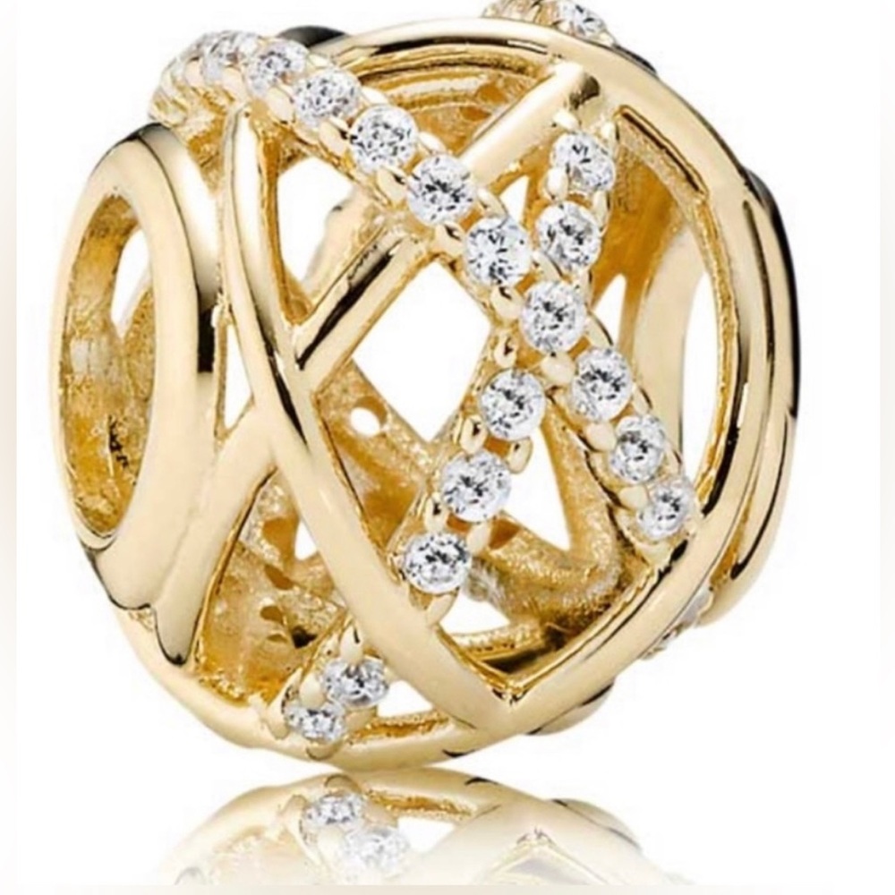 Pandora 14K yellow Gold Galaxy Openwork Charm with Clear Zirconia.